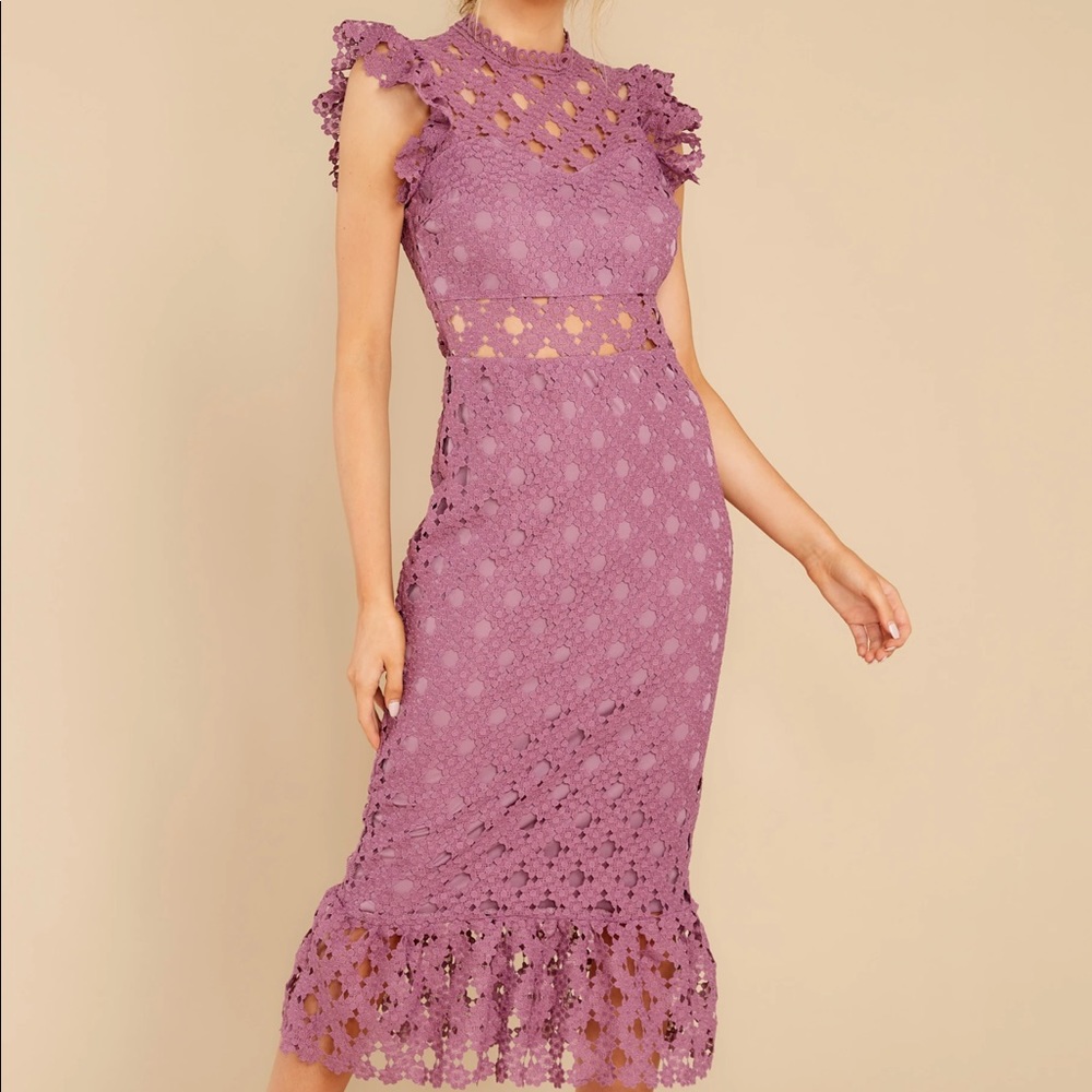 Love's High Hopes Plum Crochet Midi Dress